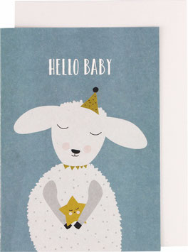 Grußkarte Hello Baby mit Schaf 
