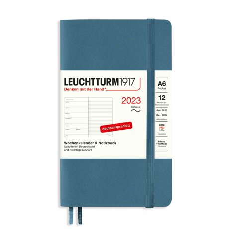 Leuchtturm 1917 Wochenkalender/Notizbuch 2023 Softcover Deutsch stone blue A6 1