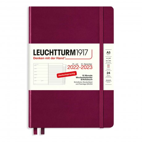 Leuchtturm1917 18-Monats-Wochenkalender/Notizbuch 2023 Deutsch port red 