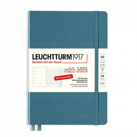 Leuchtturm1917 18-Monats-Wochenkalender/Notizbuch 2023 Deutsch stone blue 1