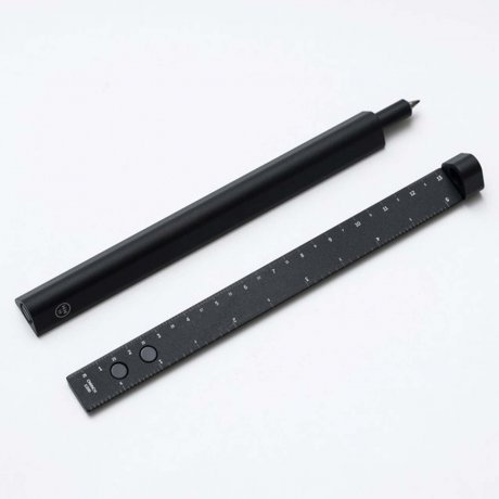 HMM Slide | Kugelschreiber mit Lineal aus Aluminium schwarz 2